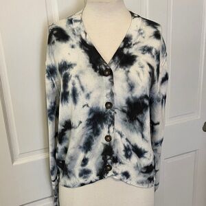 Michael Stars Blue and White 100% Cotton Cardigan Sweater